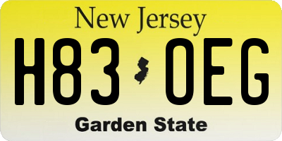 NJ license plate H83OEG