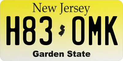 NJ license plate H83OMK