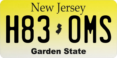 NJ license plate H83OMS