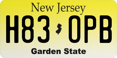 NJ license plate H83OPB