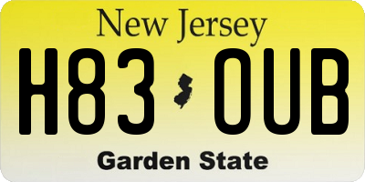 NJ license plate H83OUB