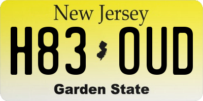 NJ license plate H83OUD