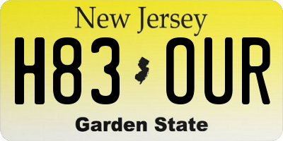 NJ license plate H83OUR