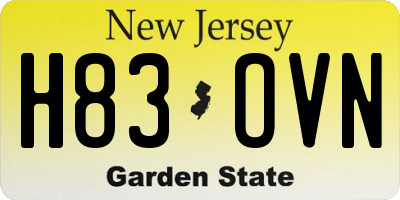 NJ license plate H83OVN