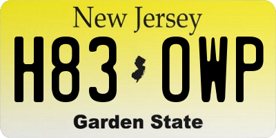 NJ license plate H83OWP