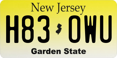 NJ license plate H83OWU