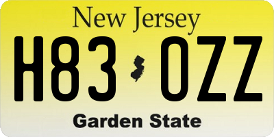 NJ license plate H83OZZ