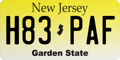 NJ license plate H83PAF