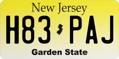 NJ license plate H83PAJ