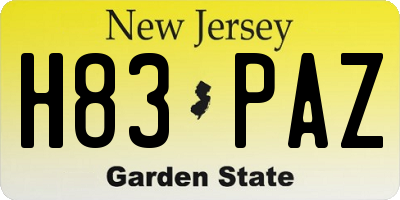 NJ license plate H83PAZ