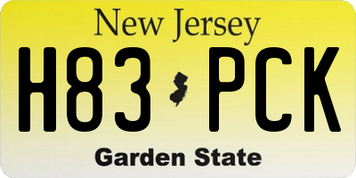 NJ license plate H83PCK