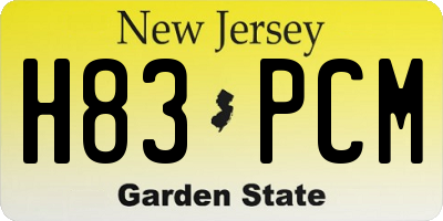 NJ license plate H83PCM