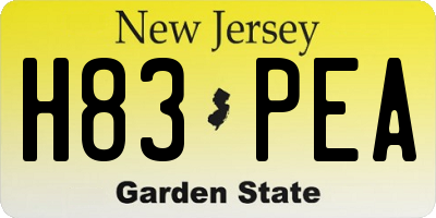 NJ license plate H83PEA