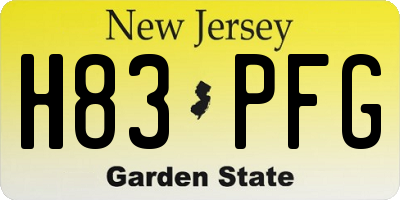 NJ license plate H83PFG