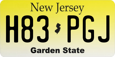 NJ license plate H83PGJ