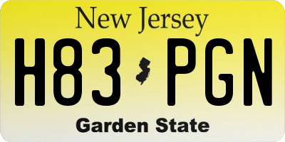 NJ license plate H83PGN