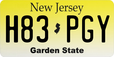NJ license plate H83PGY