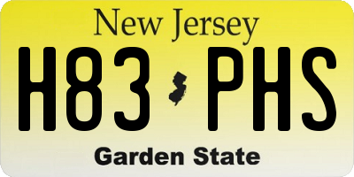 NJ license plate H83PHS