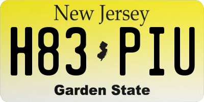 NJ license plate H83PIU