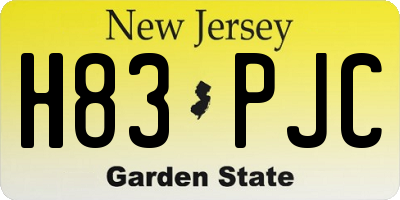 NJ license plate H83PJC