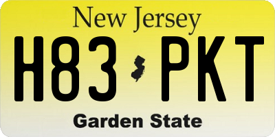NJ license plate H83PKT