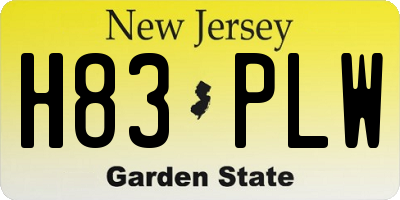 NJ license plate H83PLW