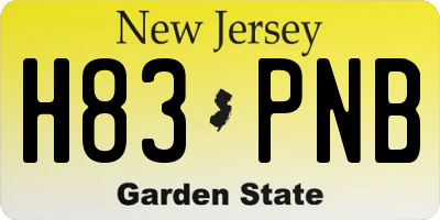 NJ license plate H83PNB