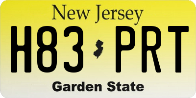NJ license plate H83PRT