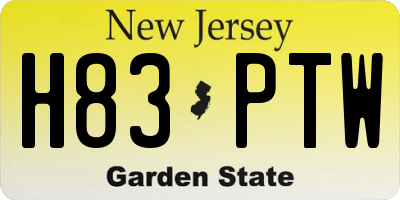 NJ license plate H83PTW