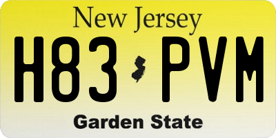 NJ license plate H83PVM