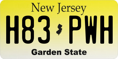 NJ license plate H83PWH