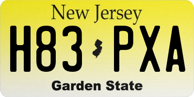 NJ license plate H83PXA