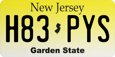NJ license plate H83PYS