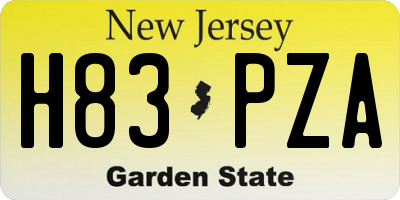NJ license plate H83PZA