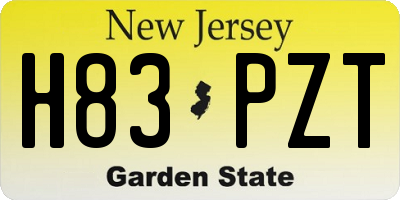 NJ license plate H83PZT