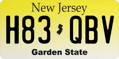 NJ license plate H83QBV