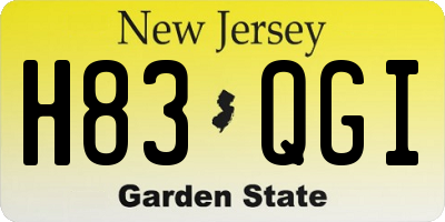 NJ license plate H83QGI