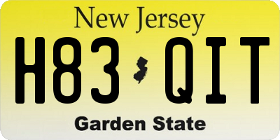 NJ license plate H83QIT