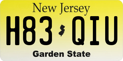 NJ license plate H83QIU