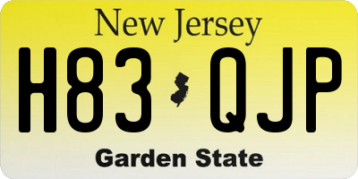 NJ license plate H83QJP