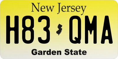 NJ license plate H83QMA