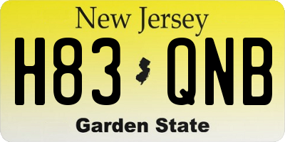 NJ license plate H83QNB