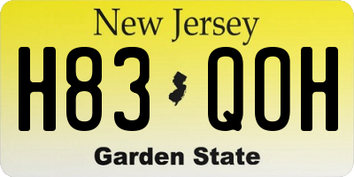 NJ license plate H83QOH