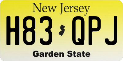 NJ license plate H83QPJ