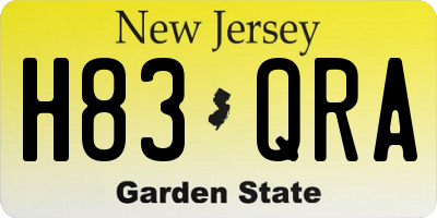 NJ license plate H83QRA