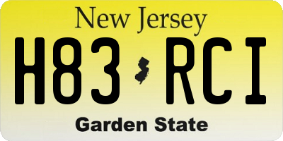 NJ license plate H83RCI