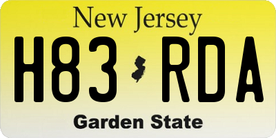 NJ license plate H83RDA