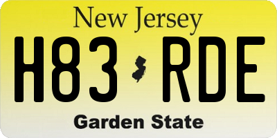 NJ license plate H83RDE