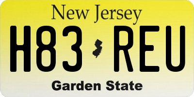NJ license plate H83REU