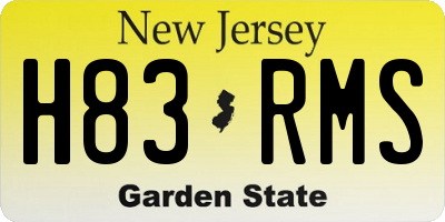 NJ license plate H83RMS